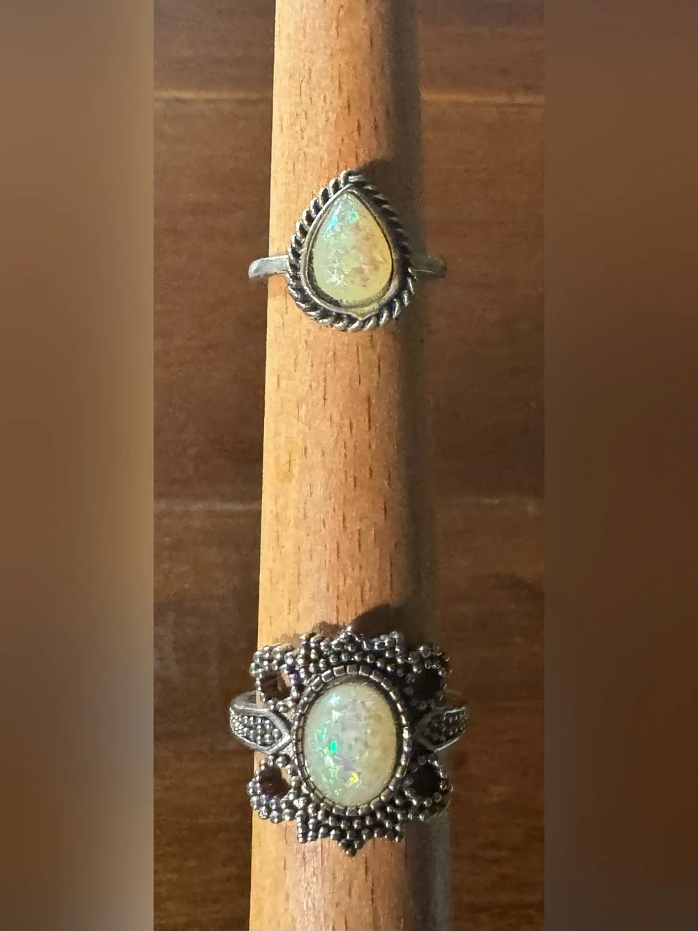Opal Cabochon Rings in SilverTone — Vintage-Inspired